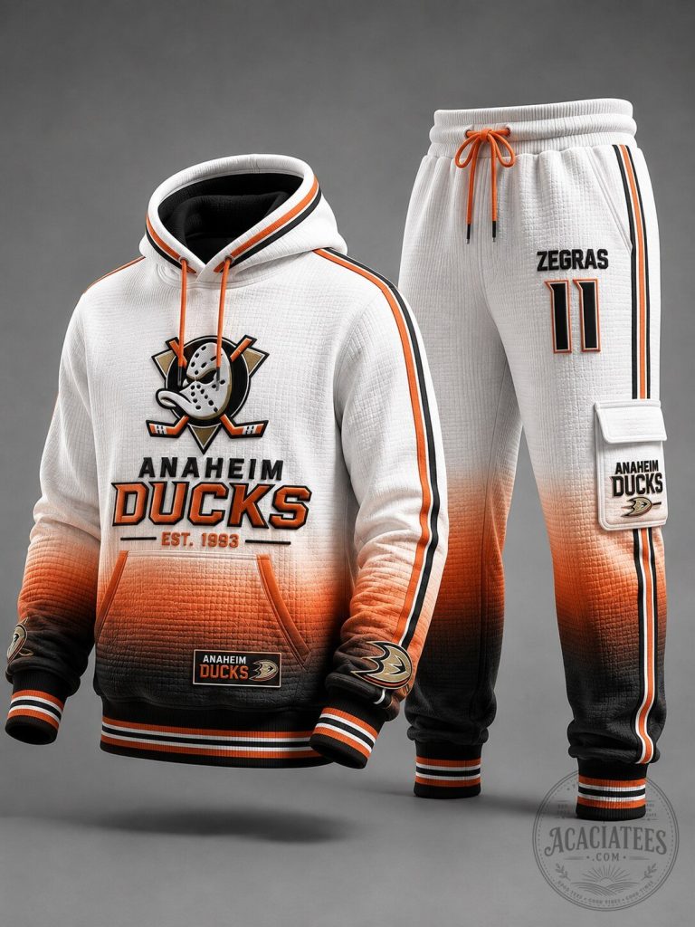 Anaheim Ducks Premium Waffle Knit Hoodie and Jogger Set