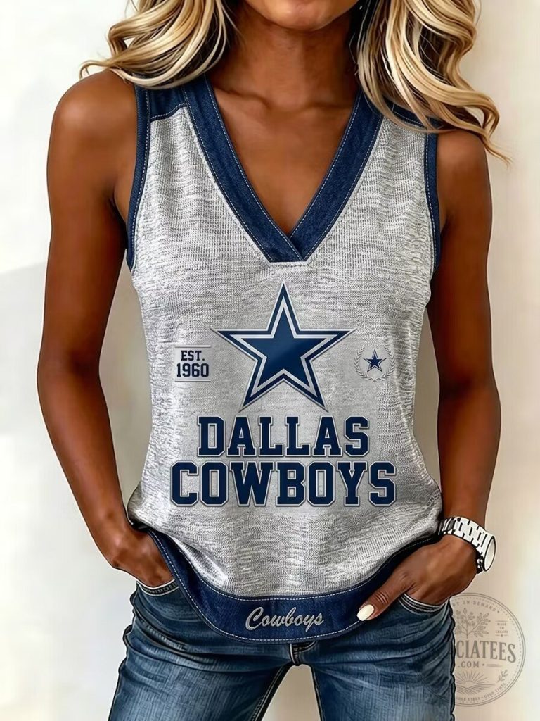 Dallas Cowboys Fan Apparel Sleeveless V-Neck Tank Top for Women 30 Dallas Cowboys Fan Apparel Sleeveless V-Neck Tank Top for Women