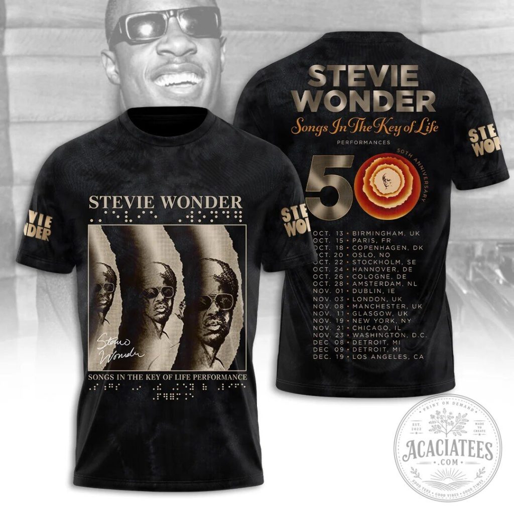 Black T-Shirt for Stevie Wonder's 50th Anniversary Tour of Songs in the Key of Life 41 Black T-Shirt for Stevie Wonder's 50th Anniversary Tour of Songs in the Key of Life