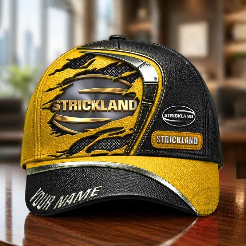 Strickland Propane Black and Yellow Custom Name Baseball Cap Hat