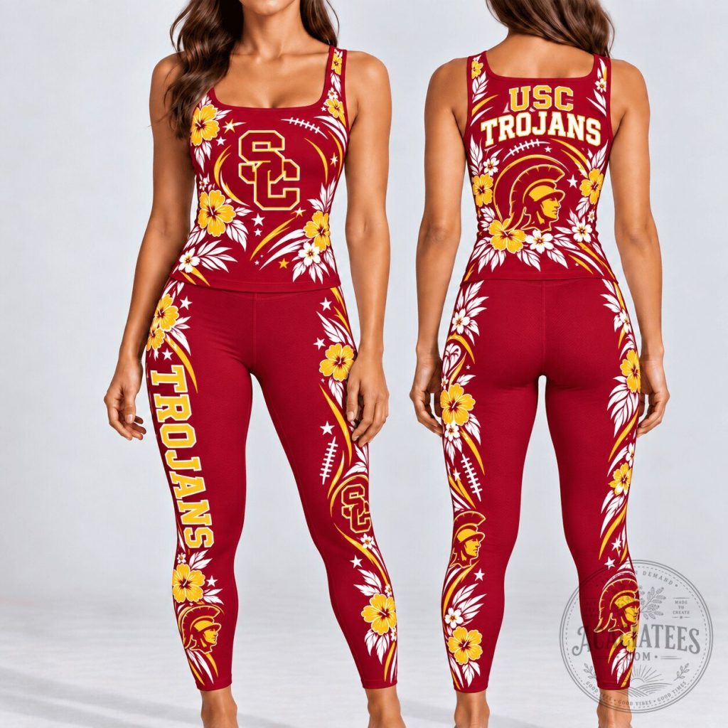 USC Trojans Hawaiian Floral Tank Top and Leggings Set USC Trojans Hawaiian Floral Tank Top and Leggings Set