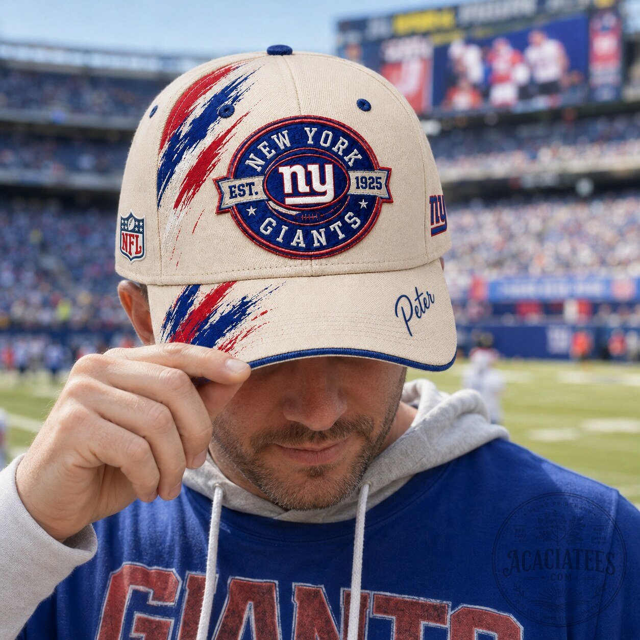 New York Giants Football Fan Custom Name Cap Hat