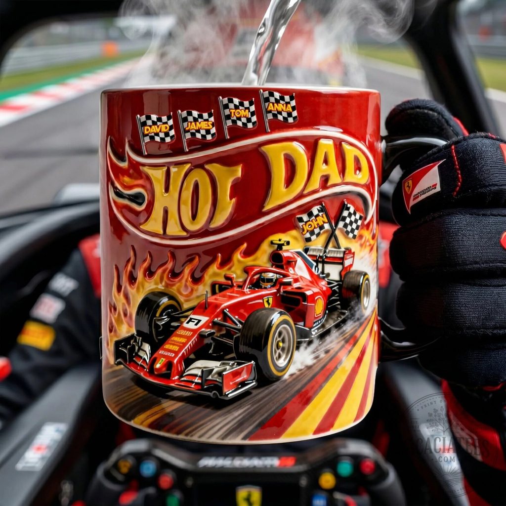 Hot Dad Personalized Magic Mug, Custom Formula One Racing Car Coffee Cup Gift