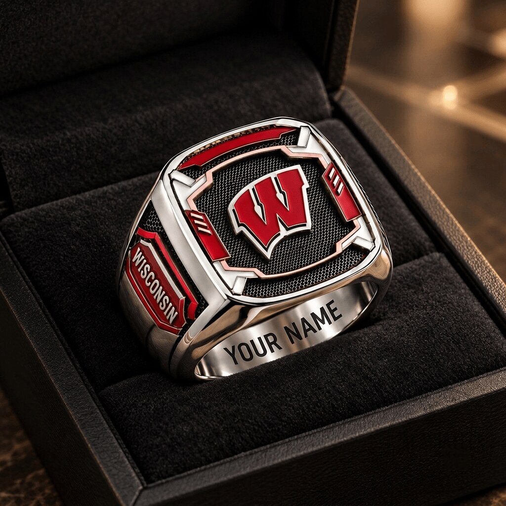 Wisconsin Badgers NCAA Custom Engraved College Football Fan Ring