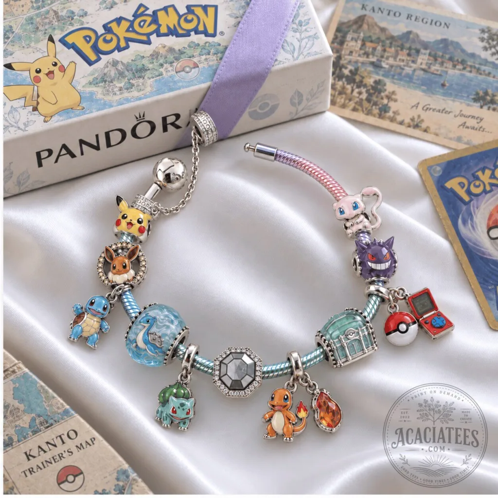 Pokemon Pikachu Charm Bracelet with Eevee Squirtle Bulbasaur Charms
