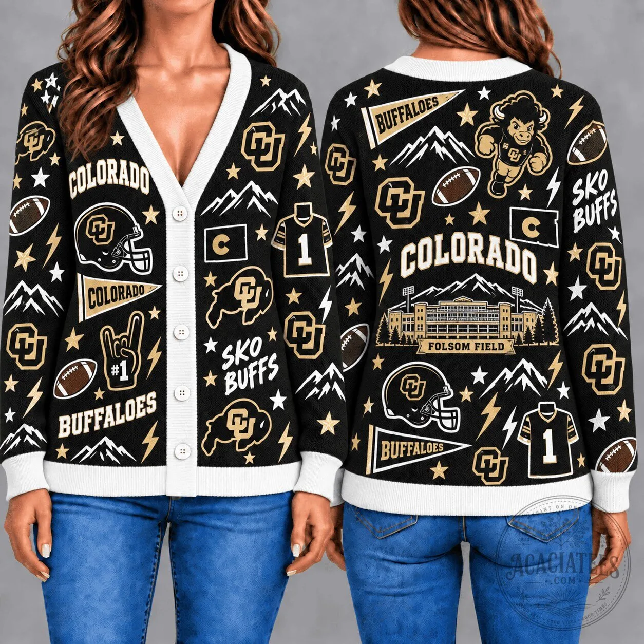 Colorado Buffaloes Folsom Field Football Team Knitted Cardigan