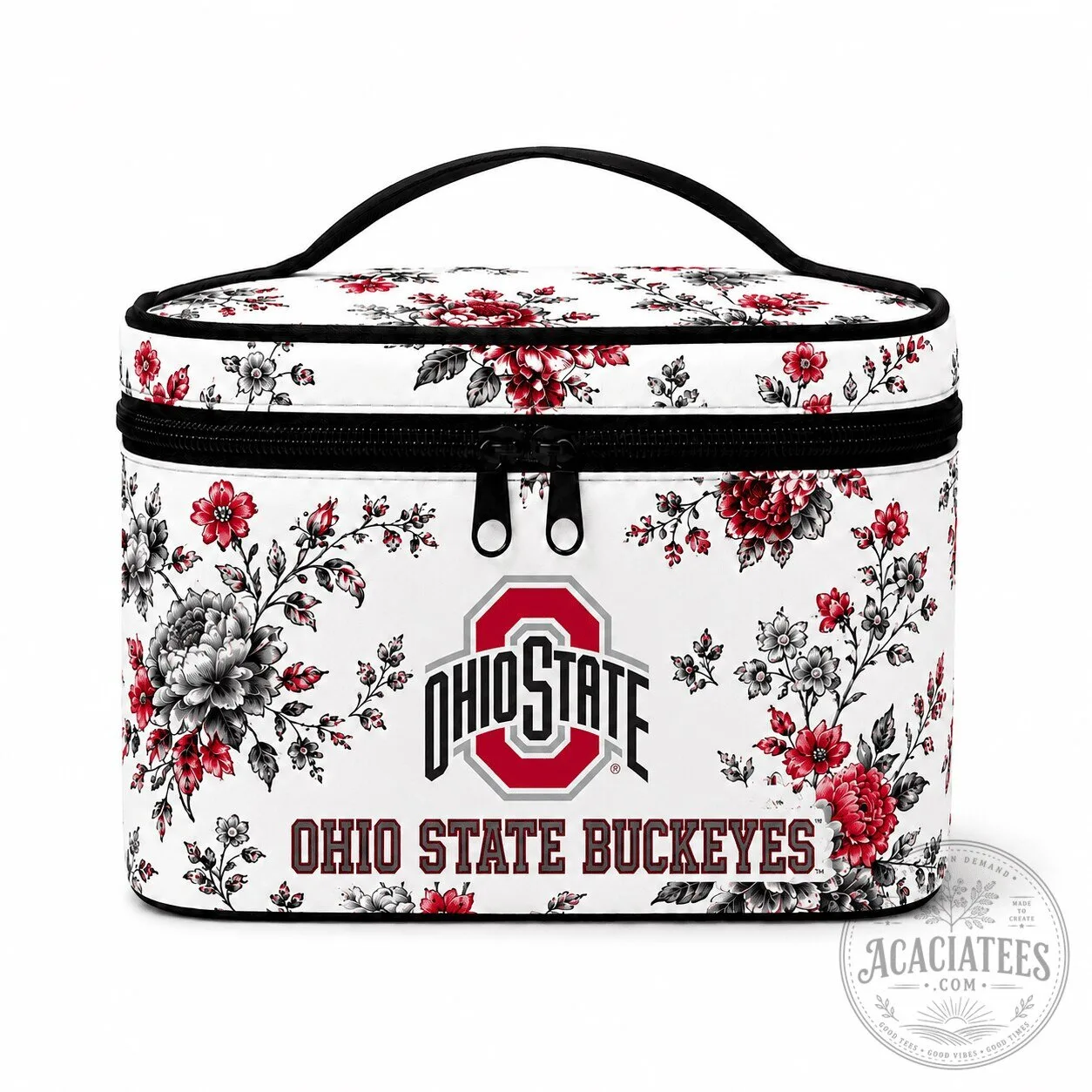 Floral Design Cosmetic Bag for Ohio State Buckeyes Fans