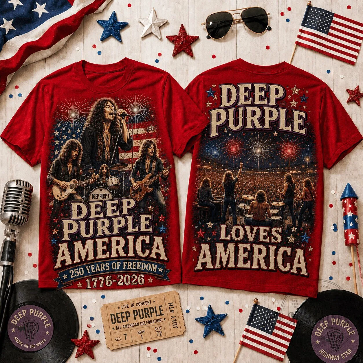 Deep Purple 250 Years of Freedom All American Celebration T-Shirt