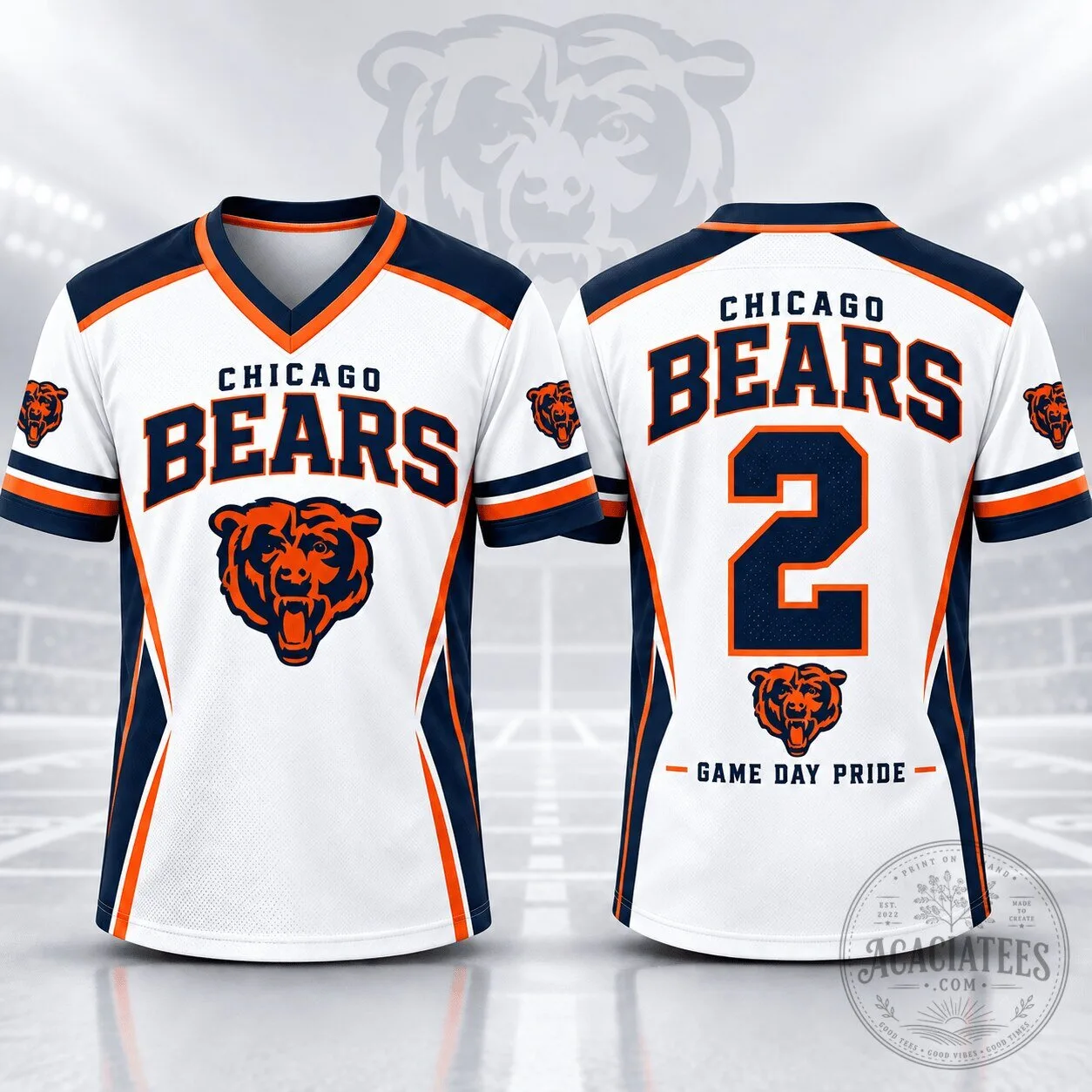 Chicago Bears Personalized Number Stadium Spirit V-Neck Football Jersey