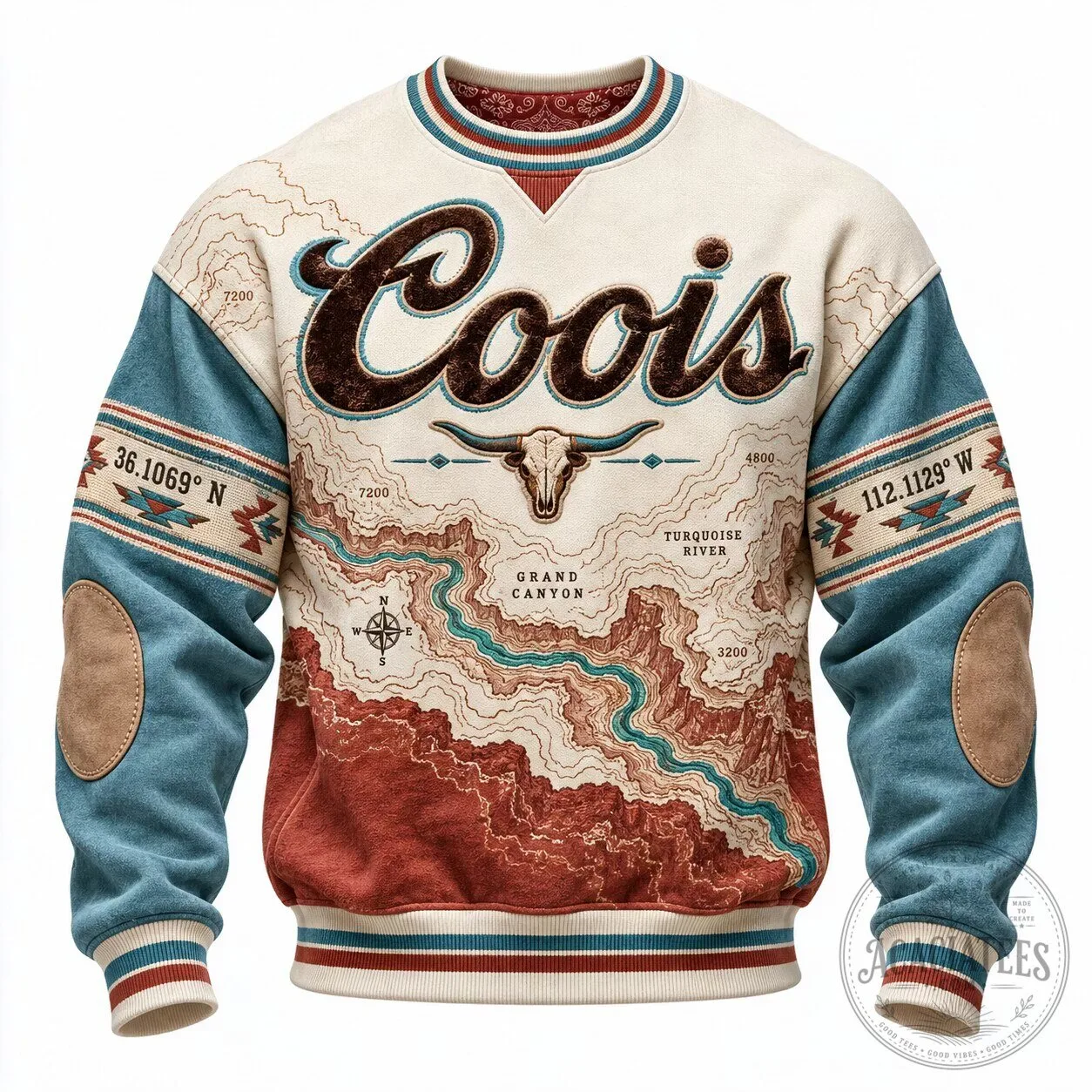 Coors Grand Canyon Map Western Style Long-Sleeve Sweatshirt