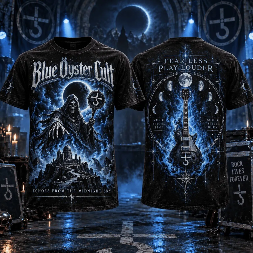 Blue Oyster Cult Fear Less Play Louder Echoes From The Midnight Sky T-Shirt Blue Oyster Cult Fear Less Play Louder Echoes From The Midnight Sky T-Shirt