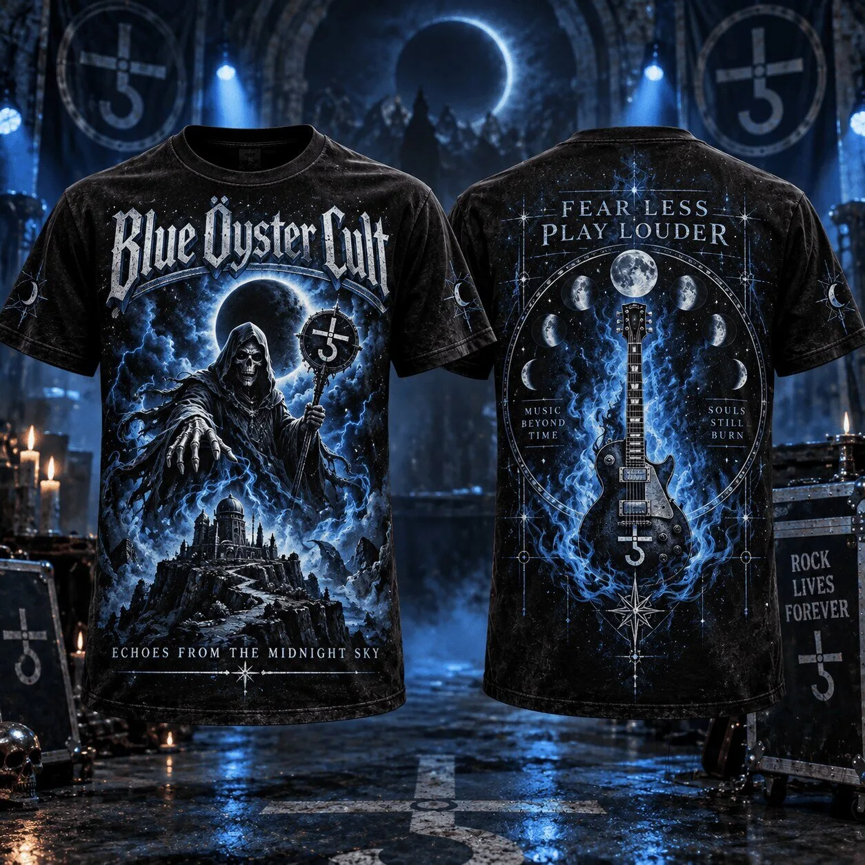Blue Oyster Cult Fear Less Play Louder Echoes From The Midnight Sky T-Shirt