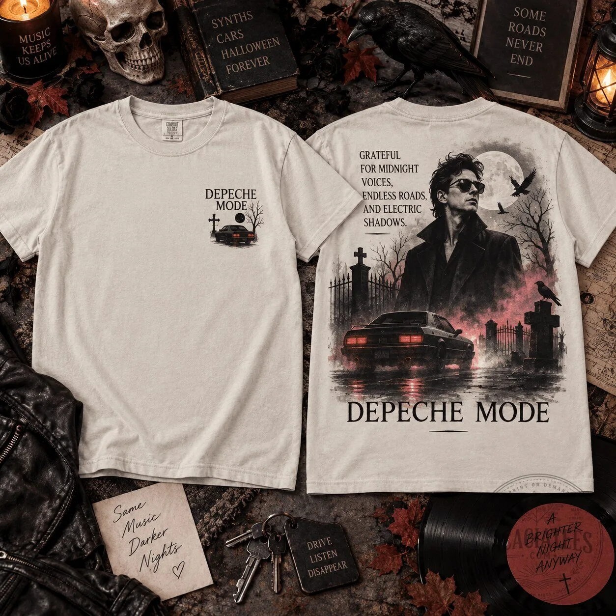 Depeche Mode Dave Gahan Halloween Graveyard Car Graphic T-Shirt