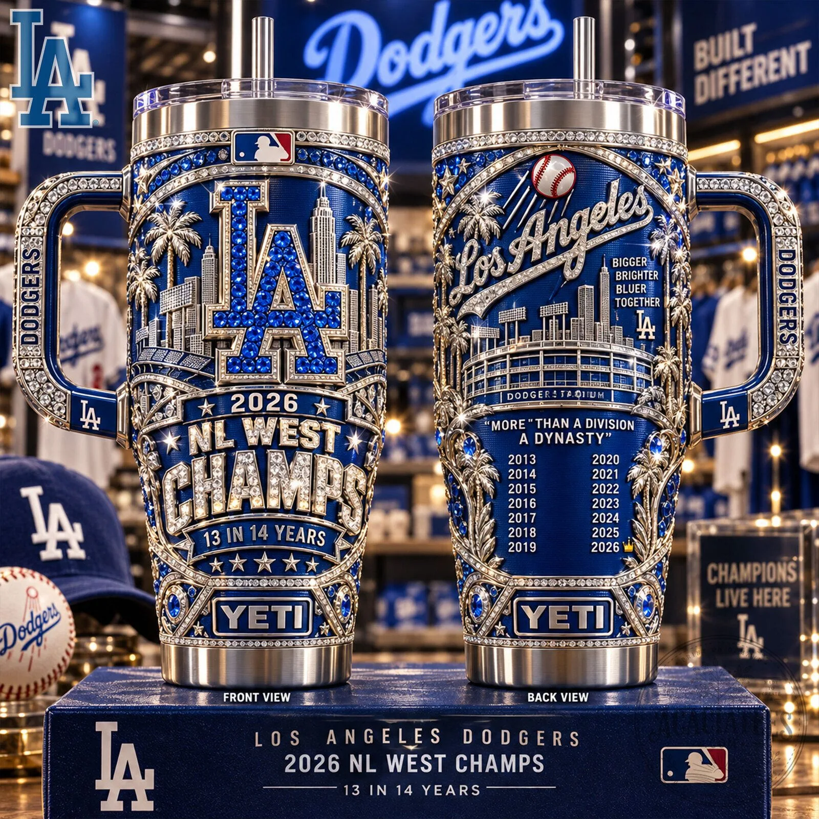 Los Angeles Dodgers 2026 NL West Champs 13 In 14 Years Yeti Tumbler