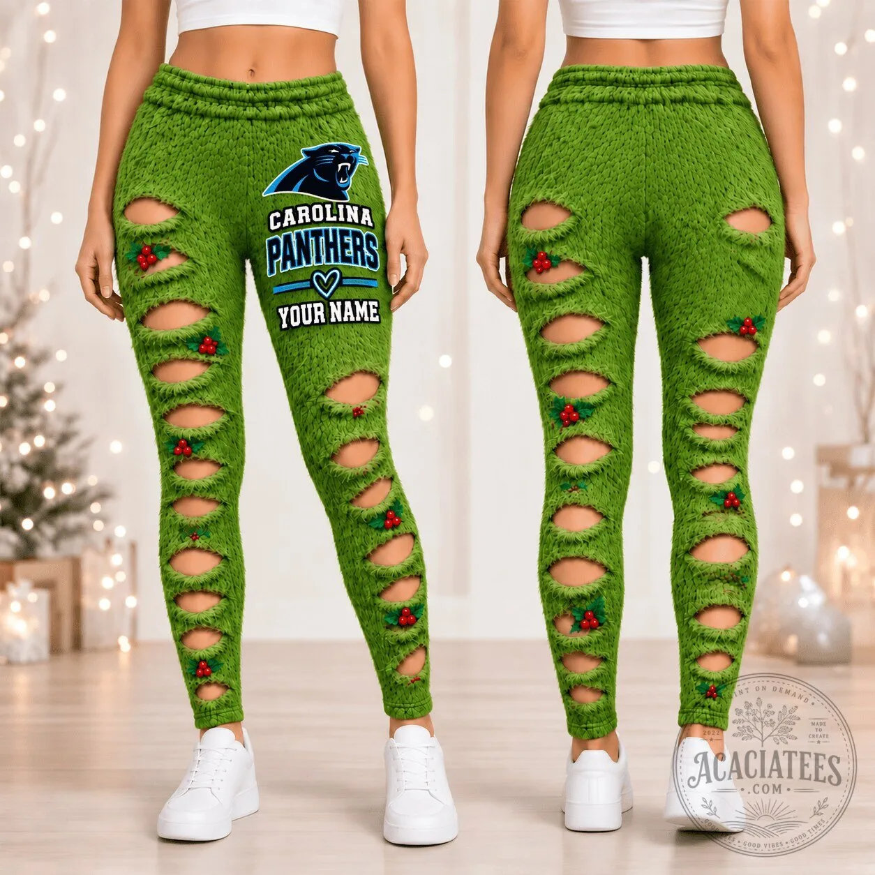 Carolina Panthers National Football League Grinch Style Distressed Leggings