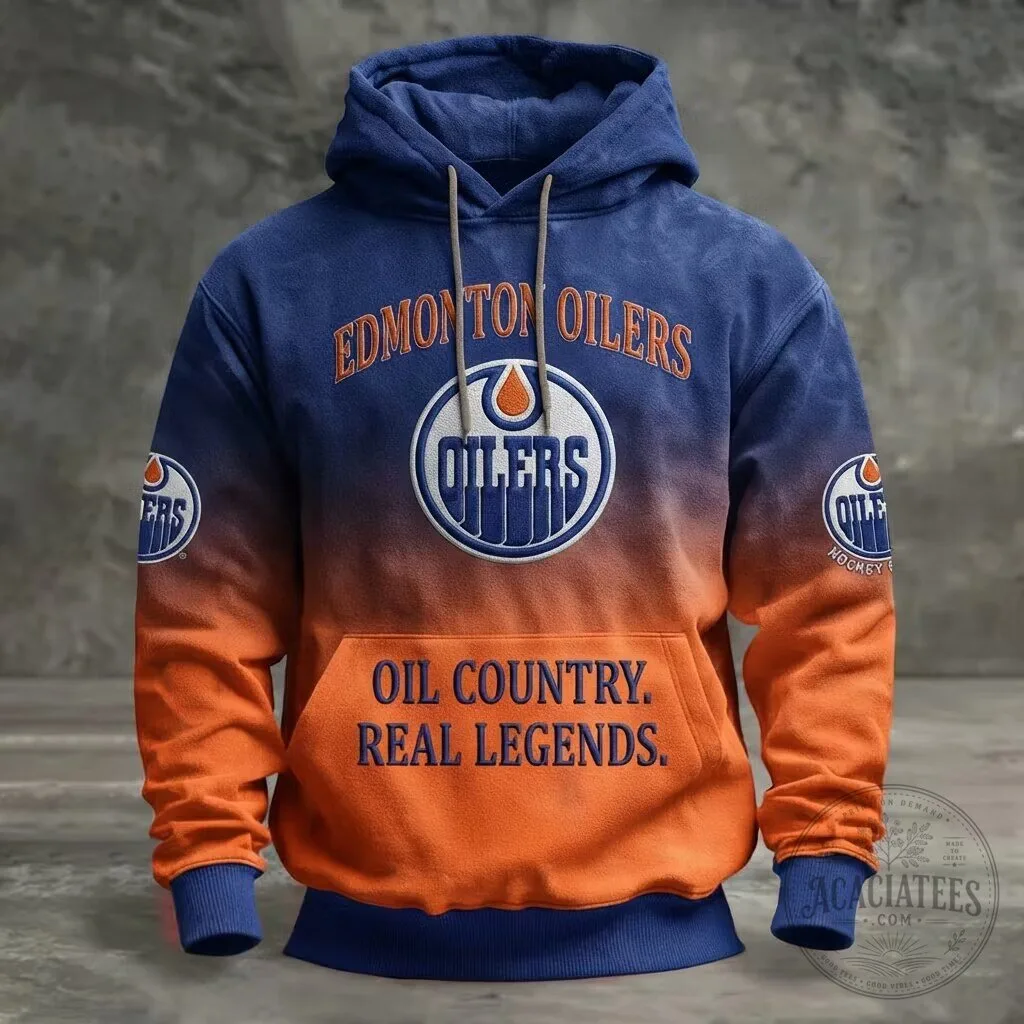 Edmonton Oilers Oil Country Real Legends Gradient Hockey Team Hoodie
