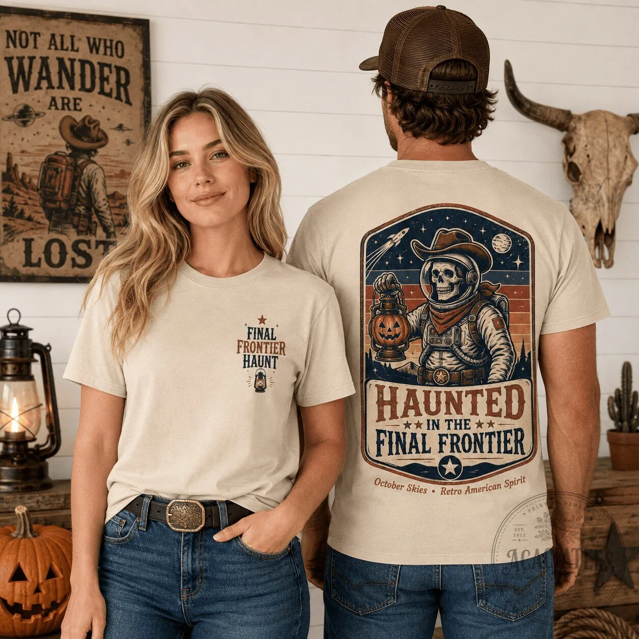 Haunted Frontier Skeleton Space Cowboy Shirt Halloween T-Shirt
