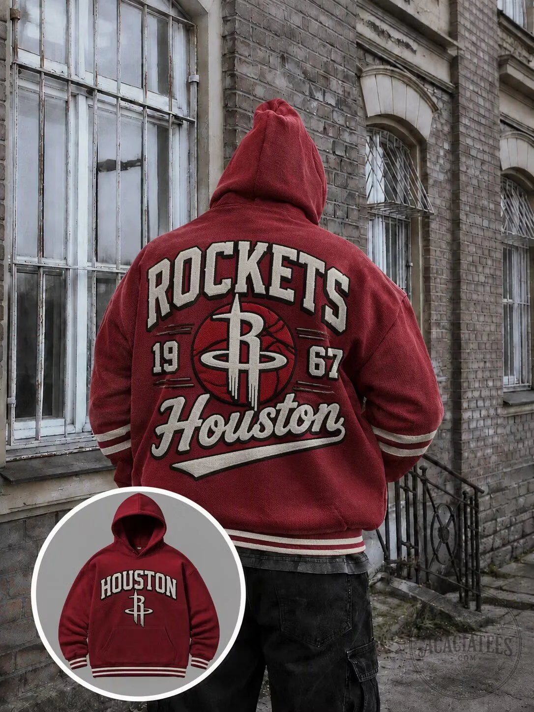 Houston Rockets Vintage Style Embroidered Hoodie Sweatshirt