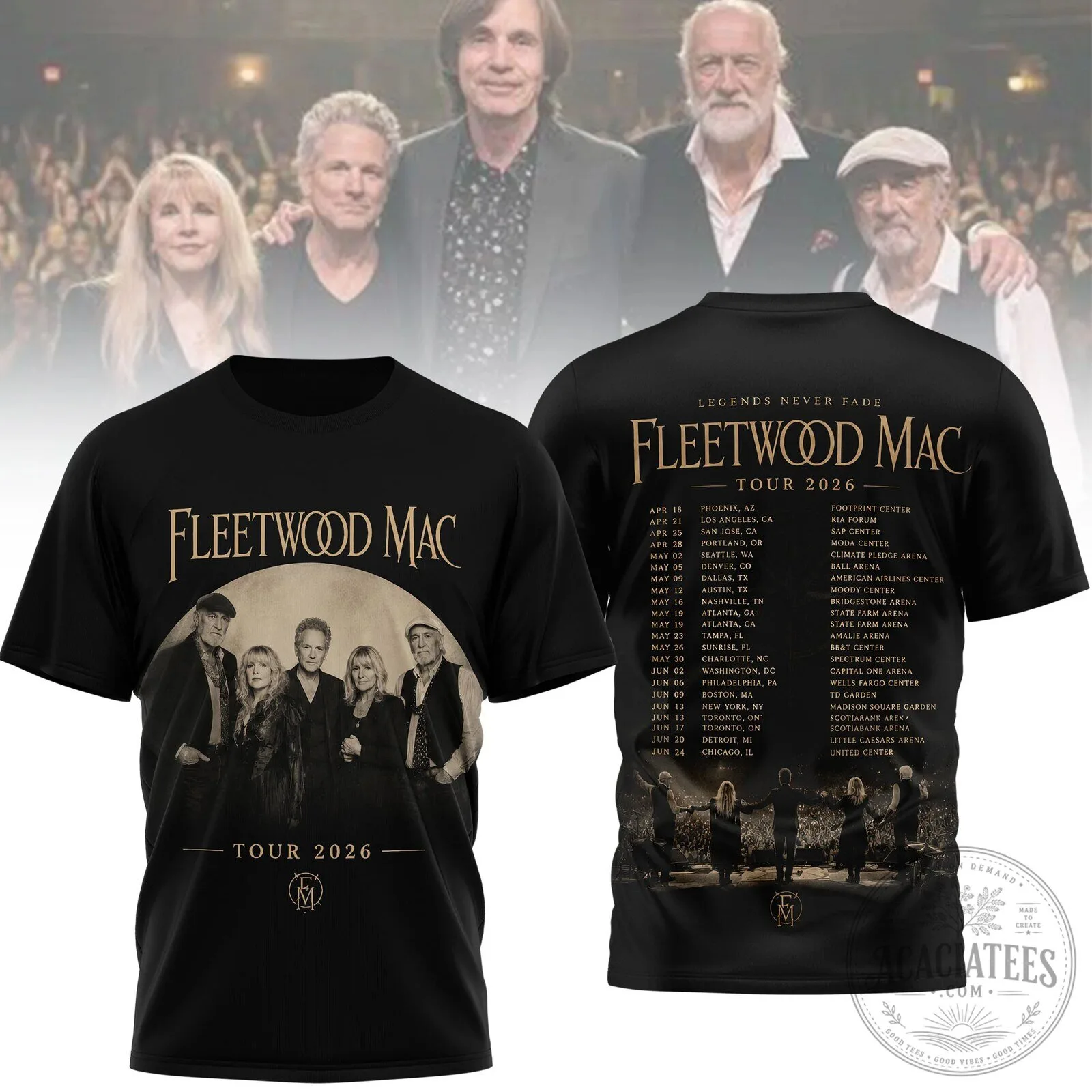 Fleetwood Mac Rock Band Shirt 2026 Tour Concert Legends Never Fade T-Shirt