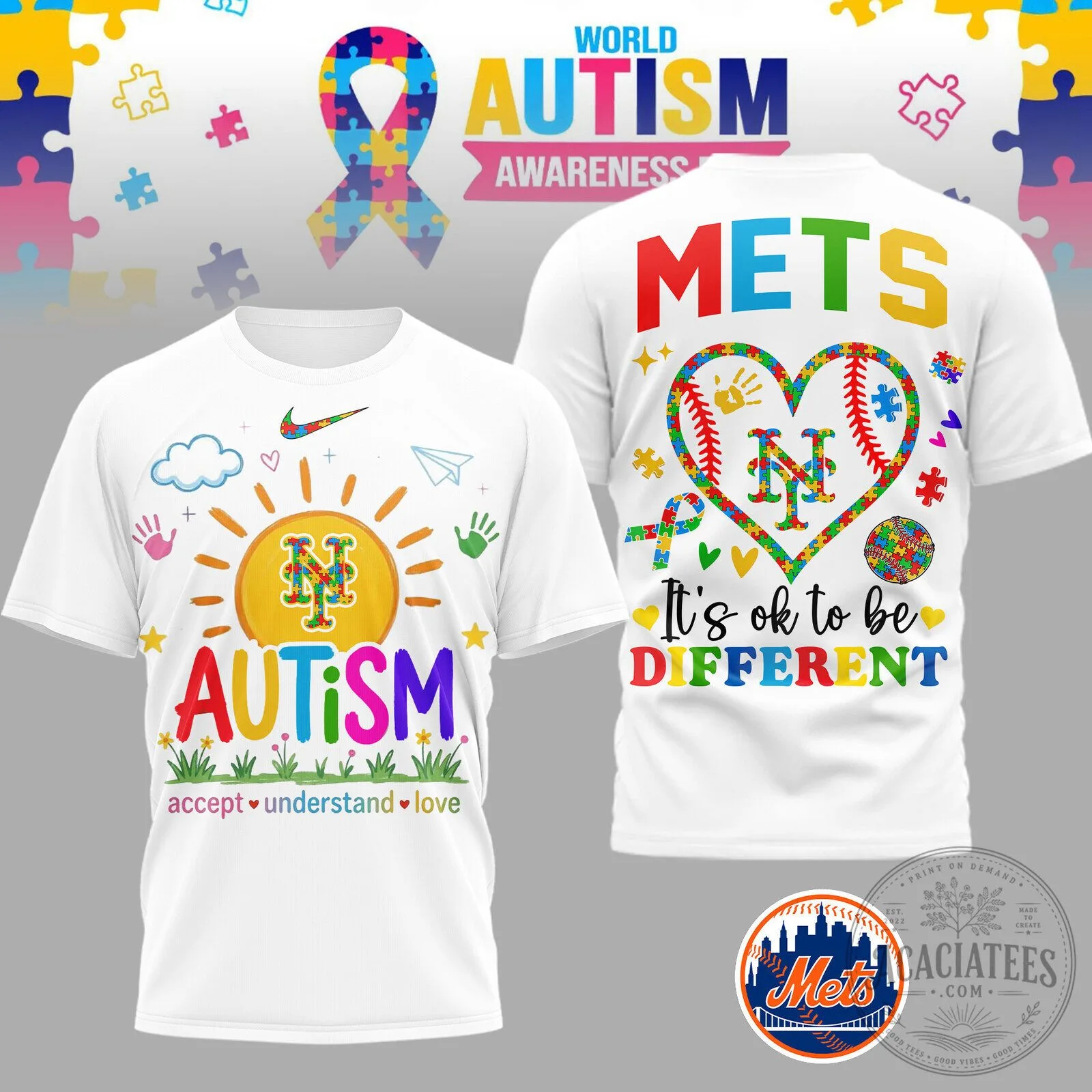 New York Mets Autism Awareness Shirt, It's Okay To Be Different T-Shirt