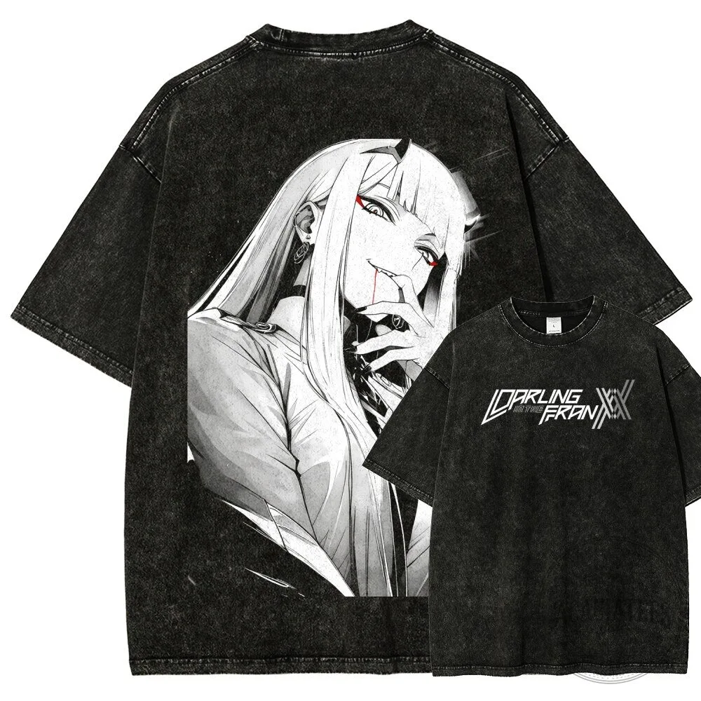 Darling in the Franxx Zero Two Anime Manga Washed T-Shirt