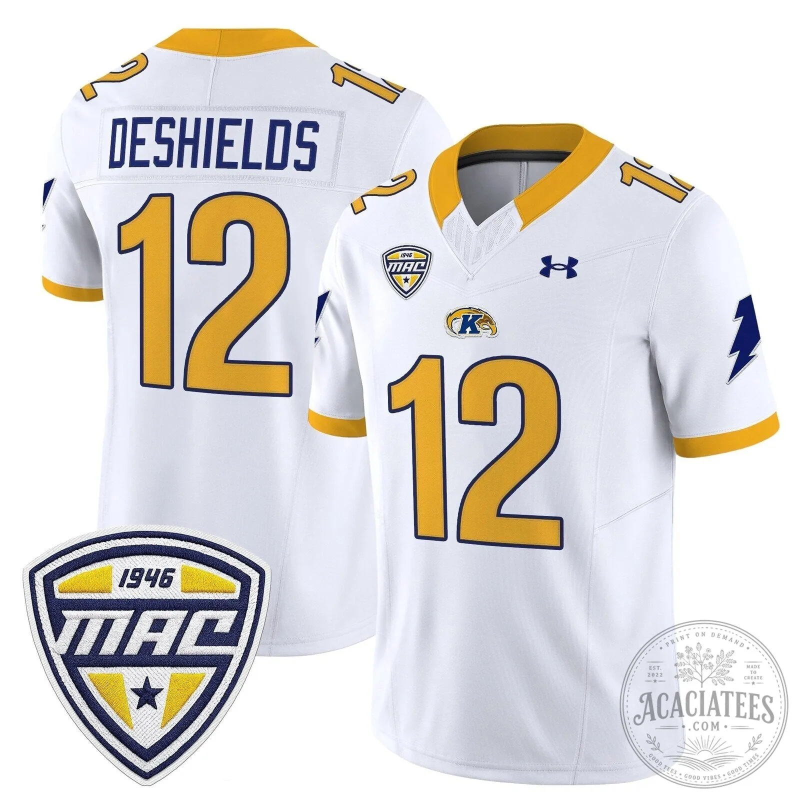 Kent State Golden Flashes Number 12 Deshields Football Jersey