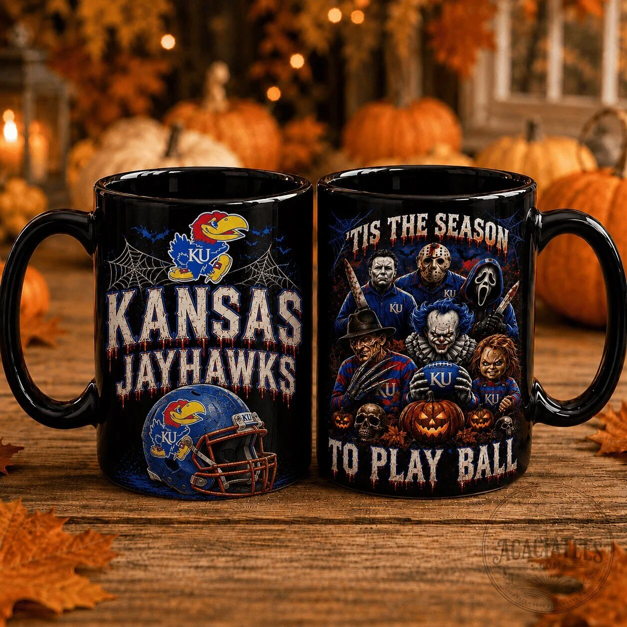 Kansas Jayhawks Halloween Horror Movie Characters Football Mug