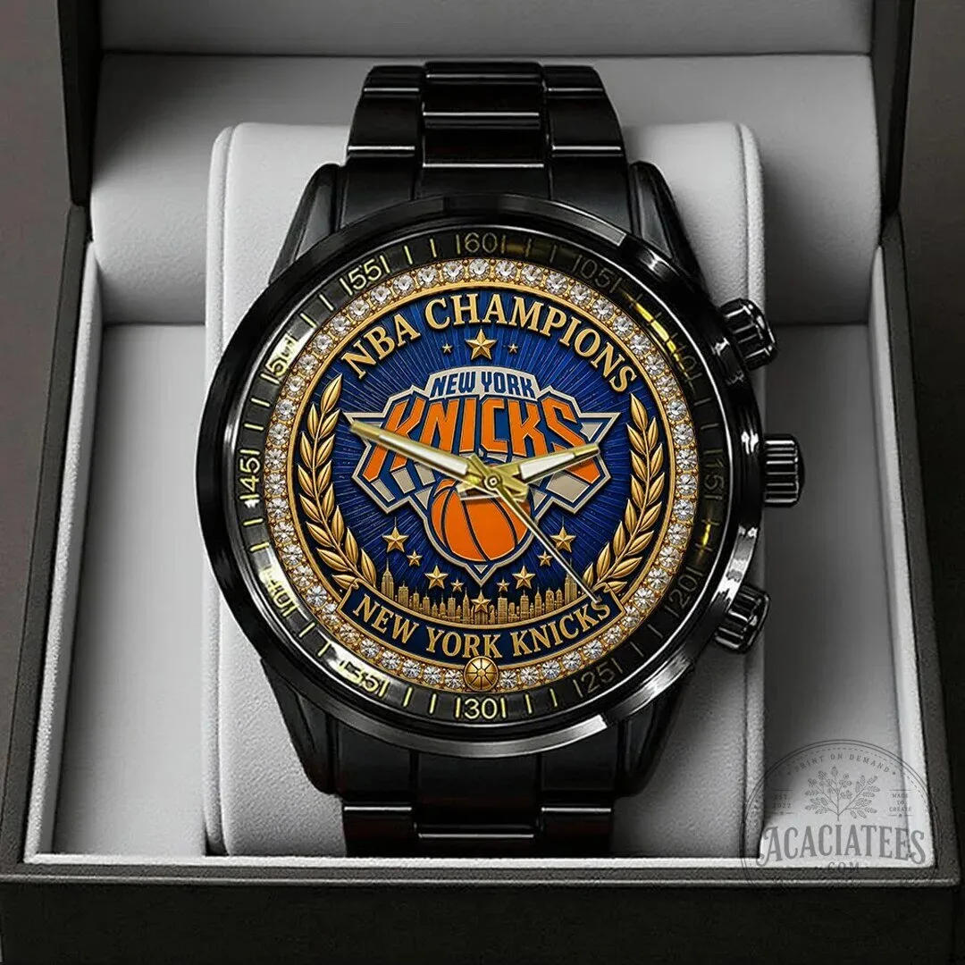 New York Knicks NBA Champions Gold Black Stainless Steel Watch