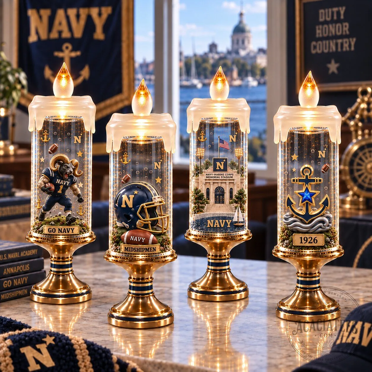 United States Naval Academy Midshipmen Football Team LED Candle Ornament