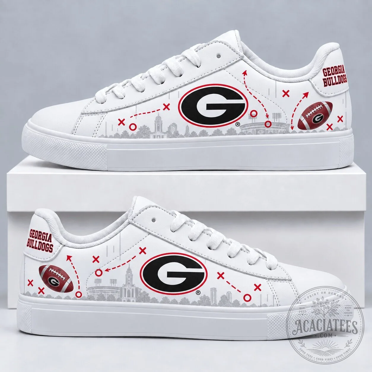Georgia Bulldogs Football Team White Low Top Sneakers