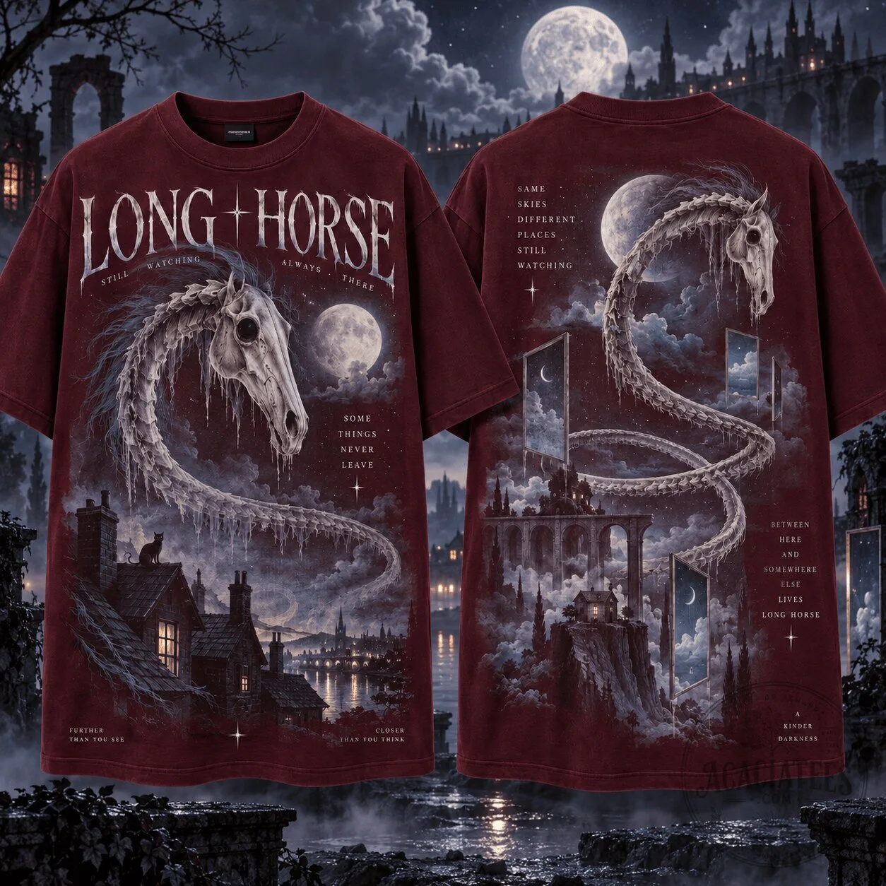 Long Horse Horror Character Gothic Creepy Urban Legend Halloween T-Shirt