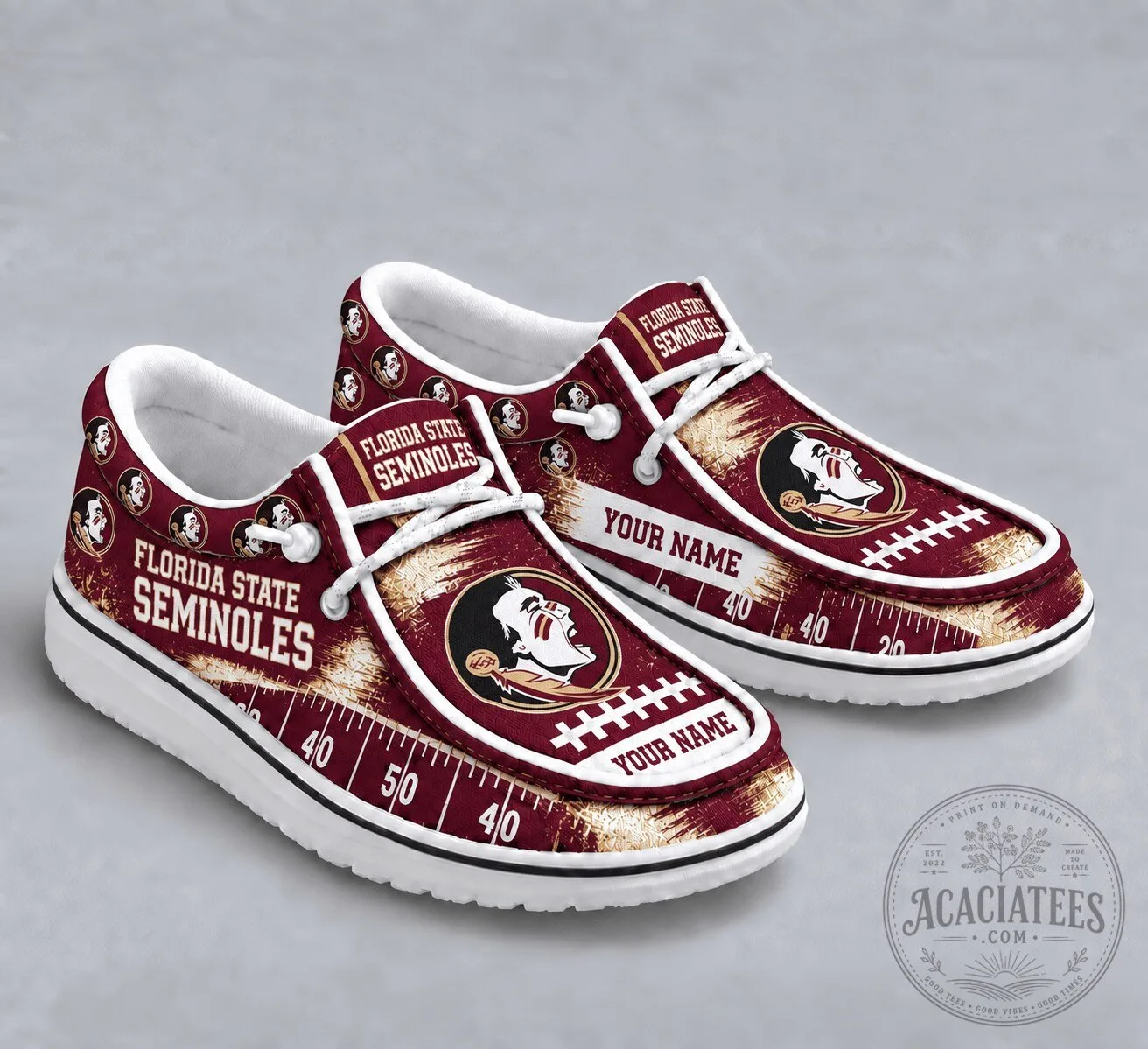 Florida State Seminoles Football Field Design Custom Name Shoes