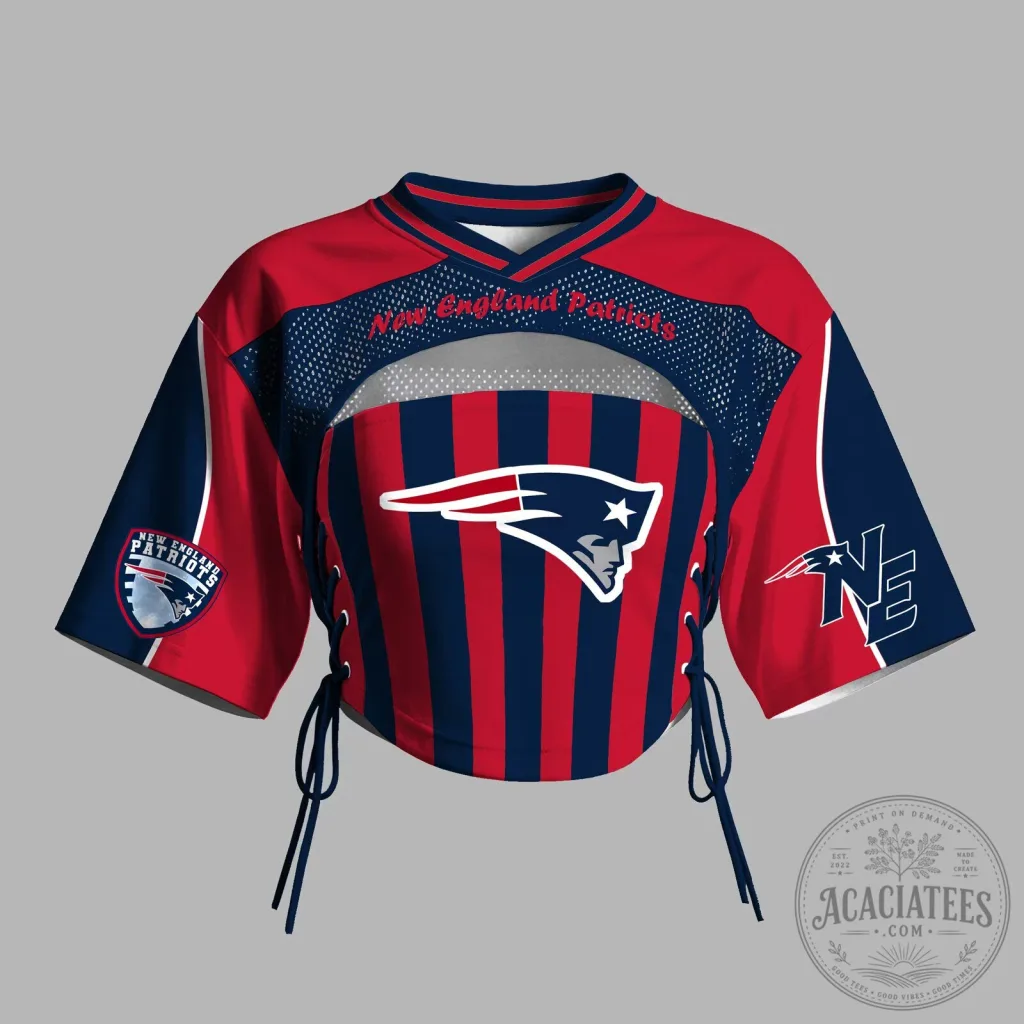 New England Patriots Football Team Crop Top Jersey for Women New England Patriots Football Team Crop Top Jersey for Women