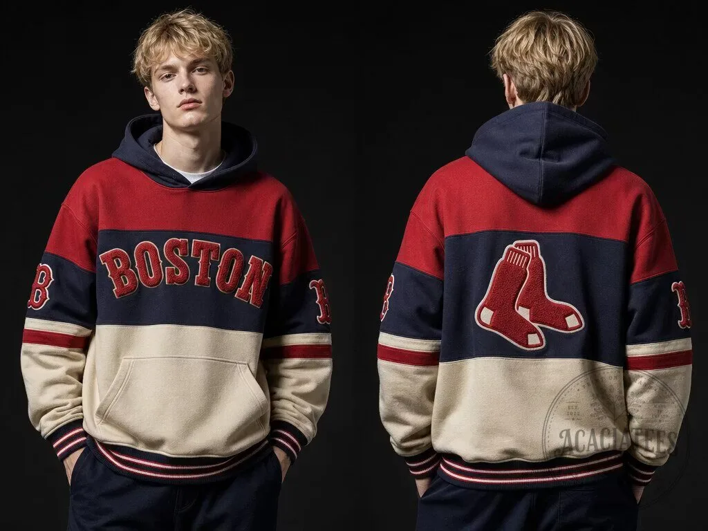 Boston Red Sox Embroidered Colorblock Pullover Hoodie for Men