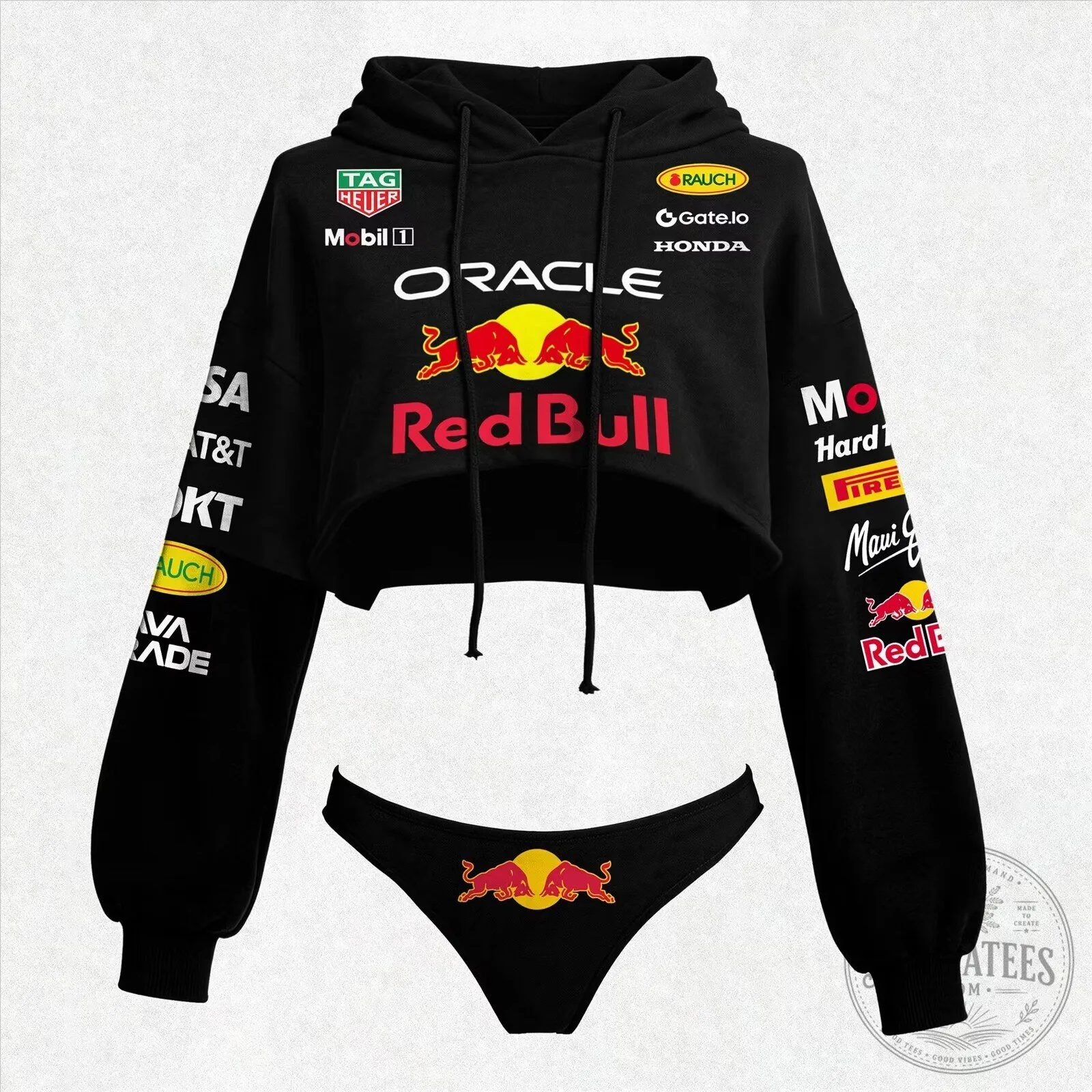Red Bull Racing Formula One Team Cropped Hoodie and Thong Set for Women