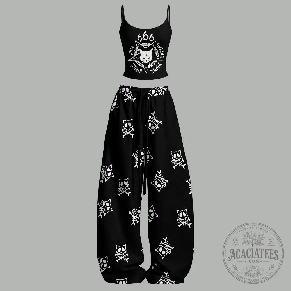 Black Metal Cat Pure Fucking Armageddon Two-Piece Set
