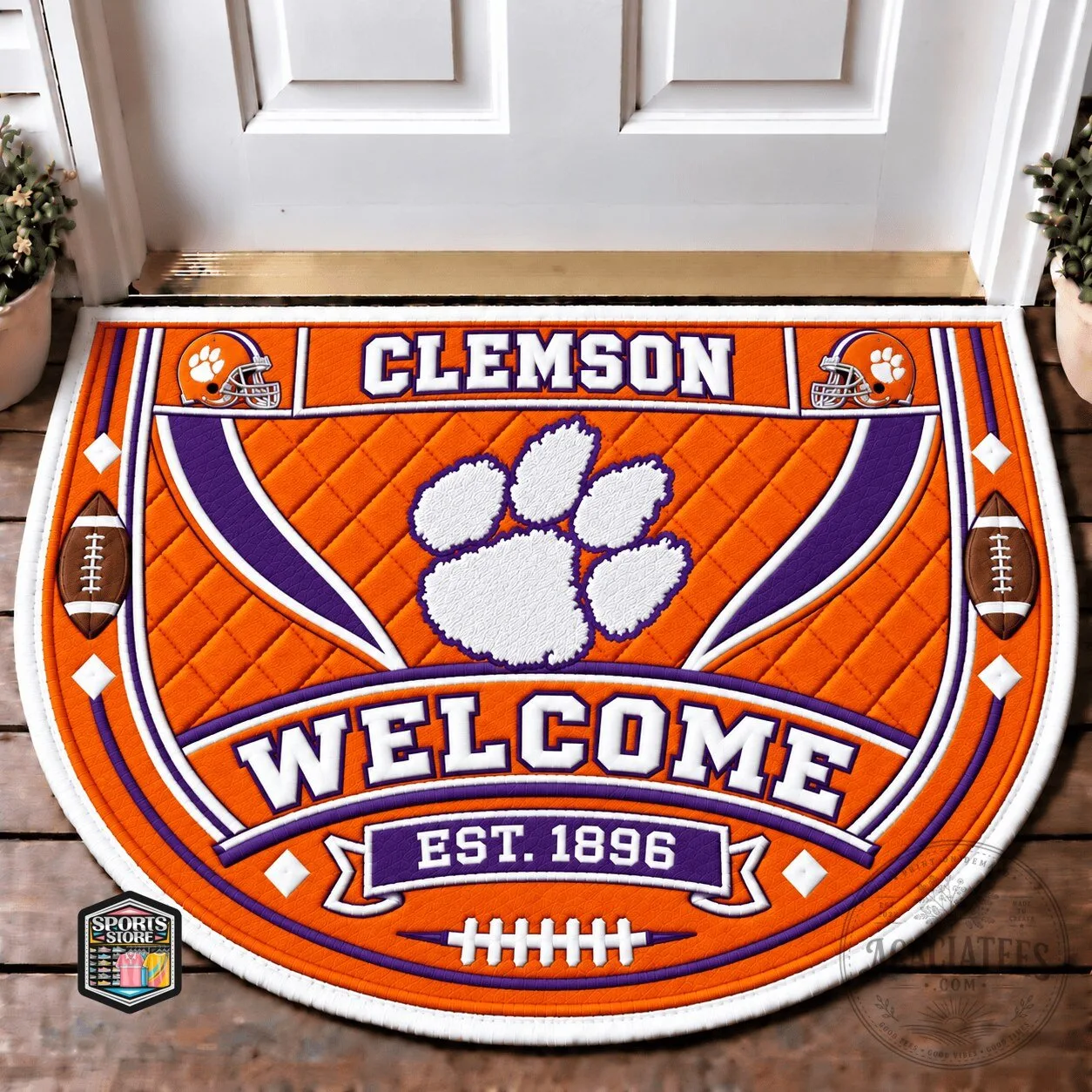 Clemson Tigers Welcome Est 1896 Football Team Logo Doormat