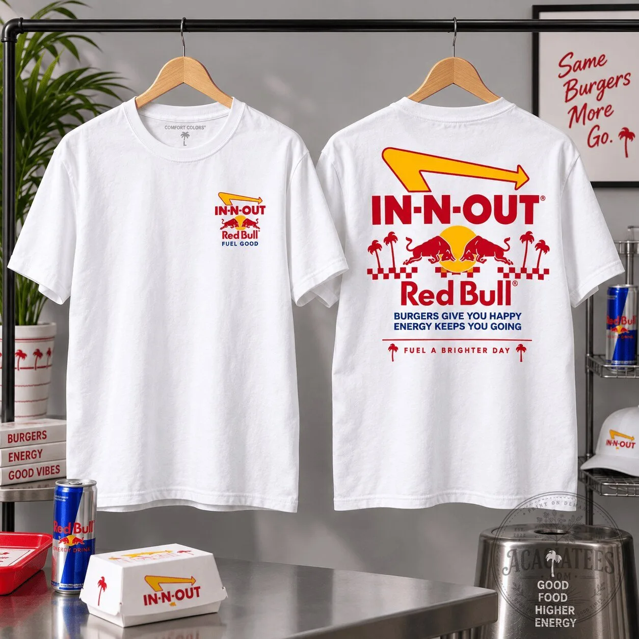 In-N-Out Burger Red Bull Fuel Good Energy Drink White T-Shirt