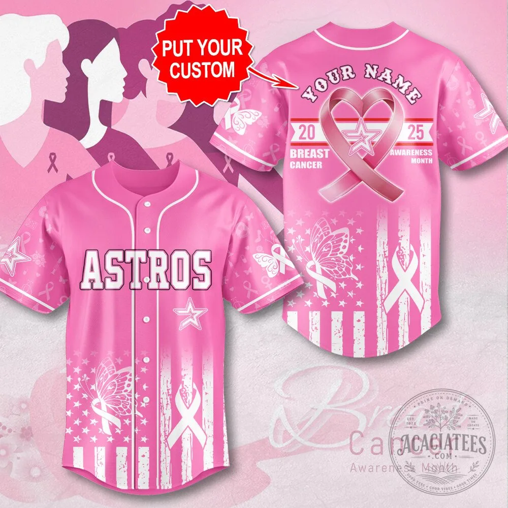 Houston Astros Breast Cancer Awareness Personalized Baseball Jersey