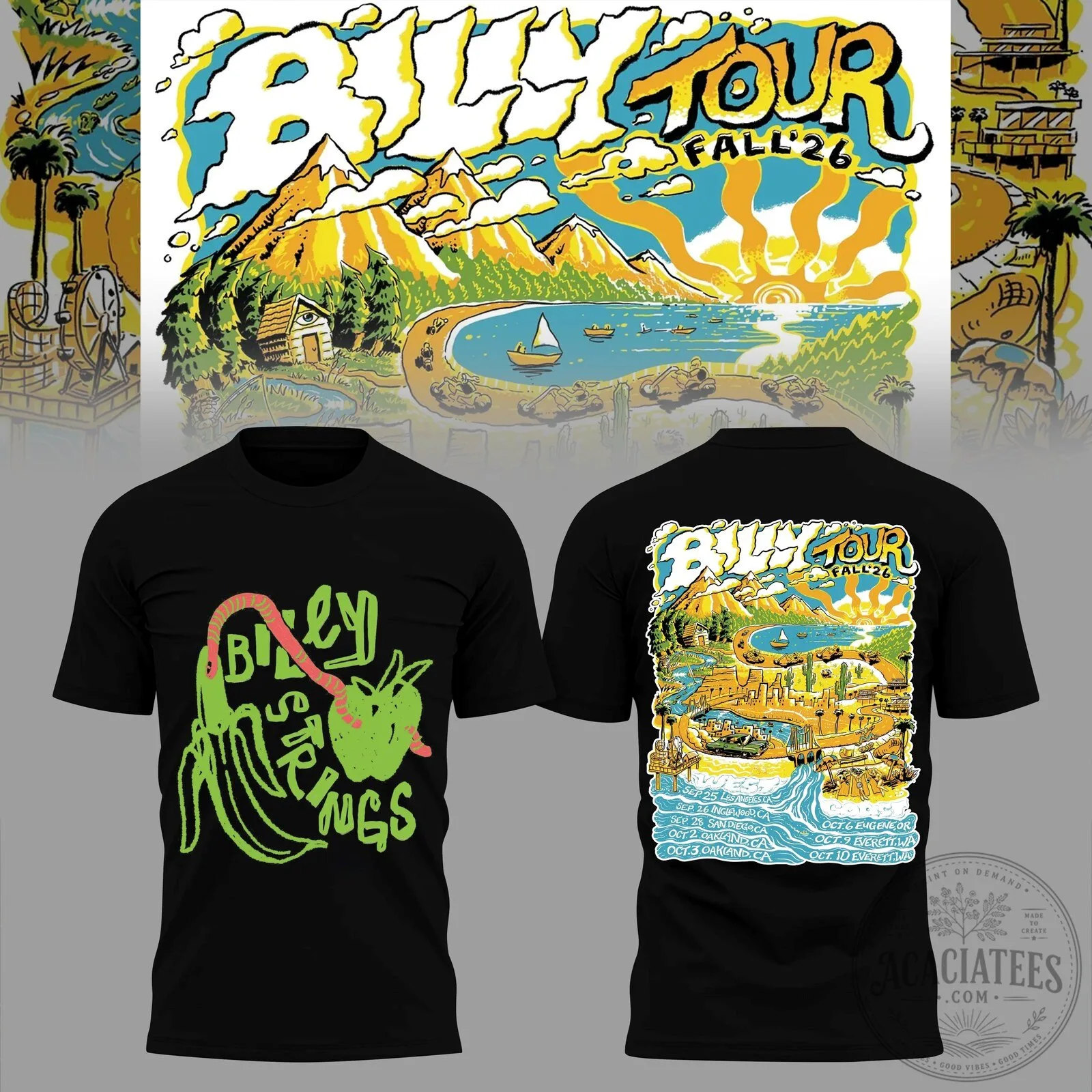 Billy Strings Fall 2026 Tour Dates Music Concert Black T-Shirt