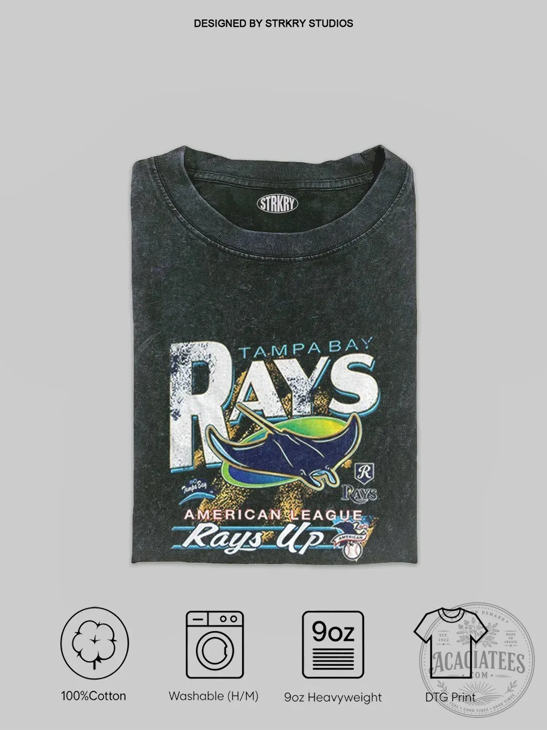 Tampa Bay Rays American League Baseball Team Rays Up Black T-Shirt