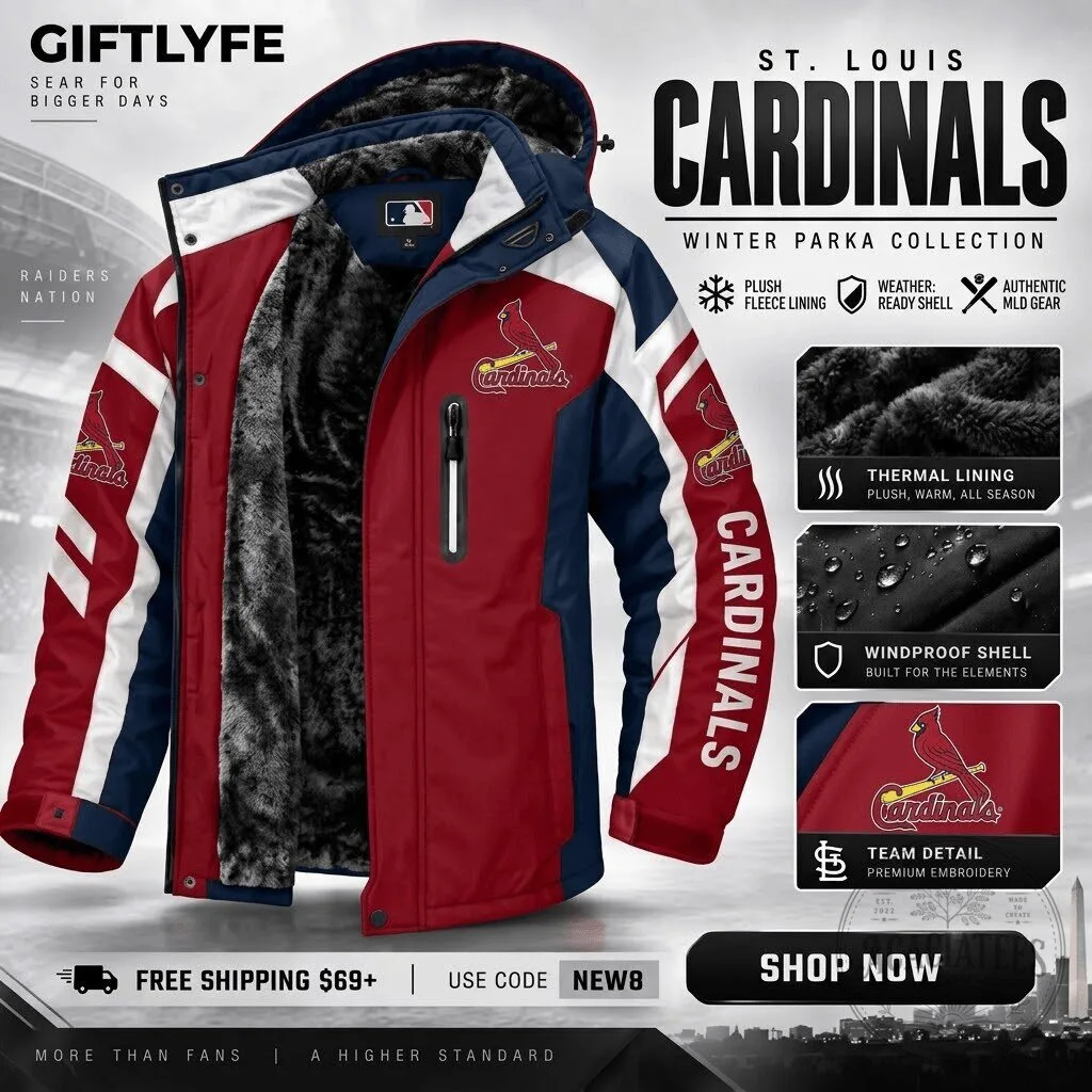 St. Louis Cardinals Major League Baseball Winter Parka Jacket with Plush Fleece Lining