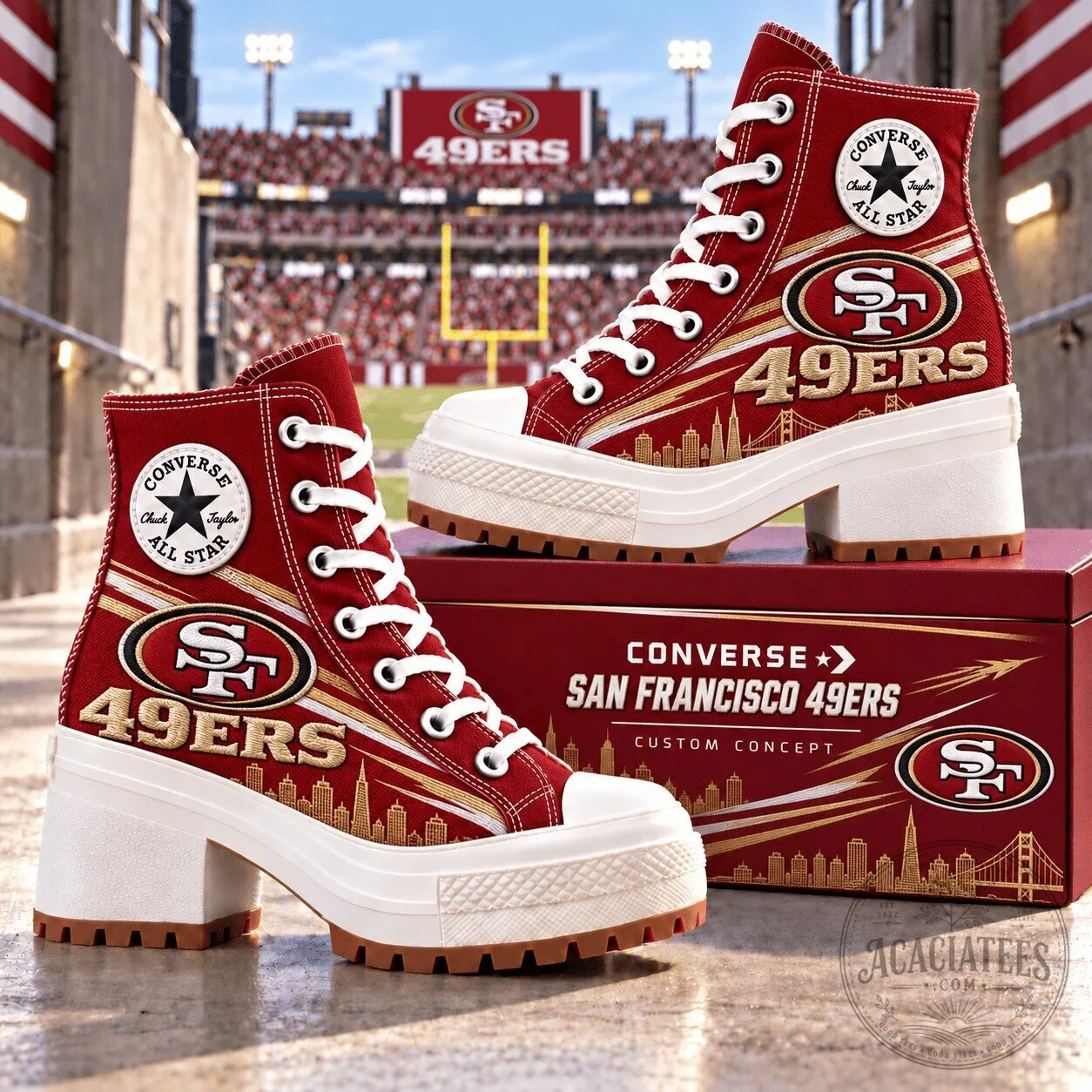 San Francisco 49ers Women's High-Heeled Canvas Shoes