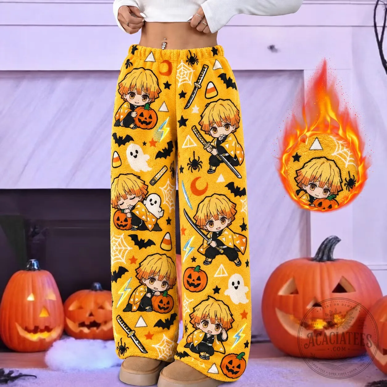 Demon Slayer Zenitsu Agatsuma Halloween Pajama Pants