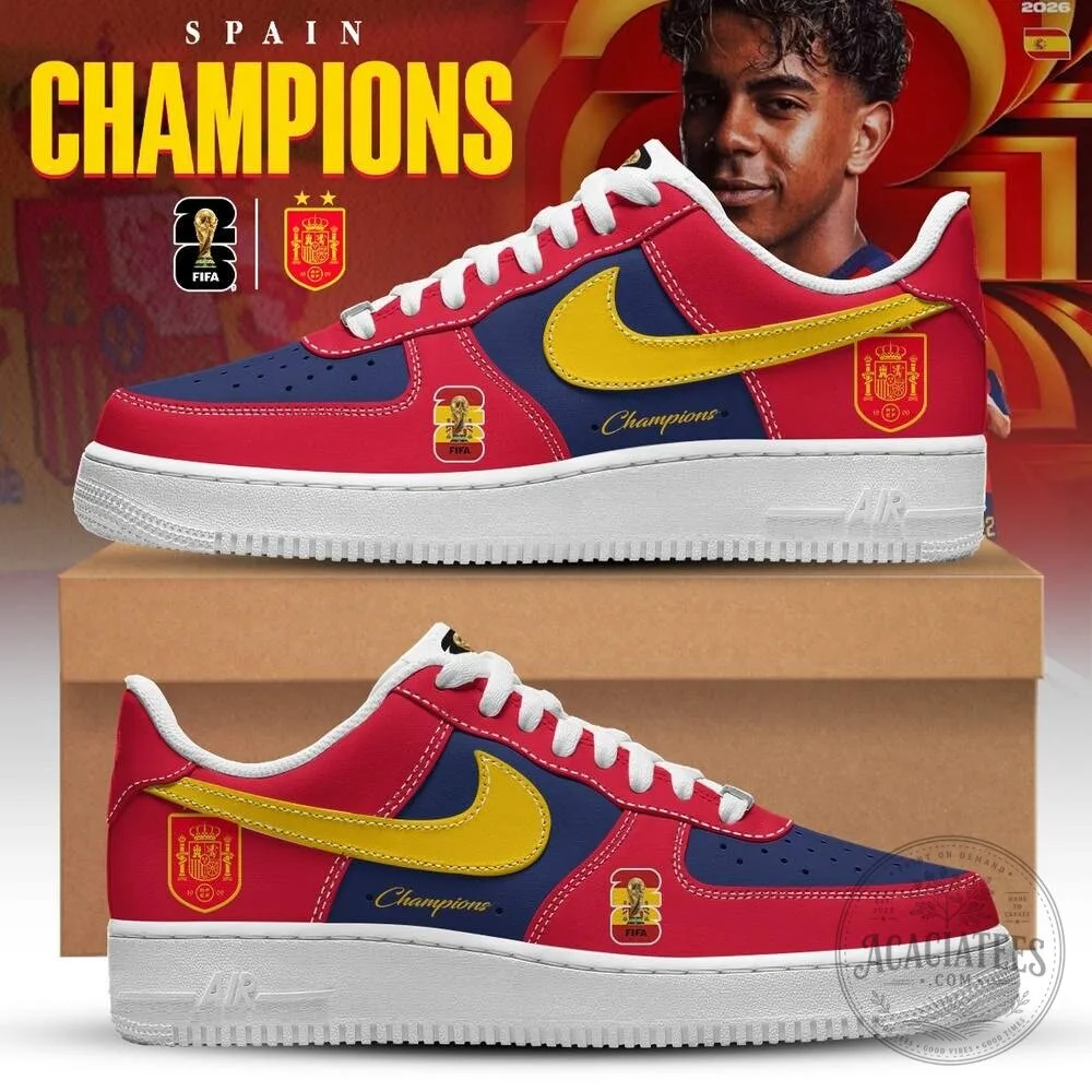 Spain National Football Team Champions Red And Blue Athletic Shoes