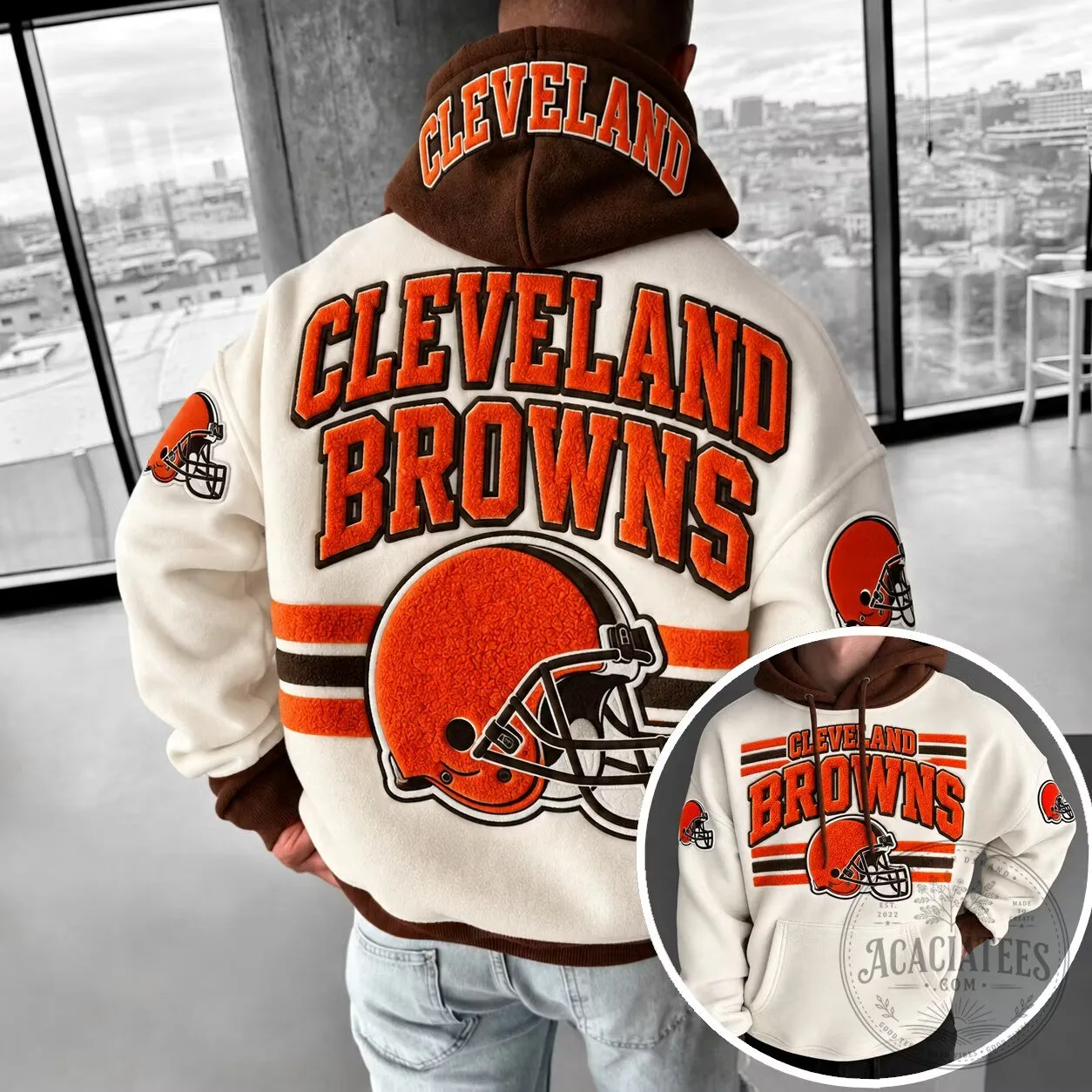 Cleveland Browns Football Team Embroidered Logo Hoodie