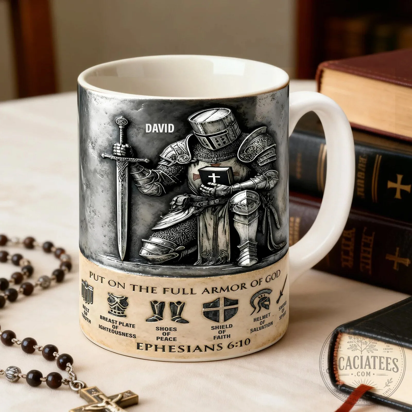 Full Armor of God Christian Knight Ephesians 6:10 Bible Verse Coffee Mug
