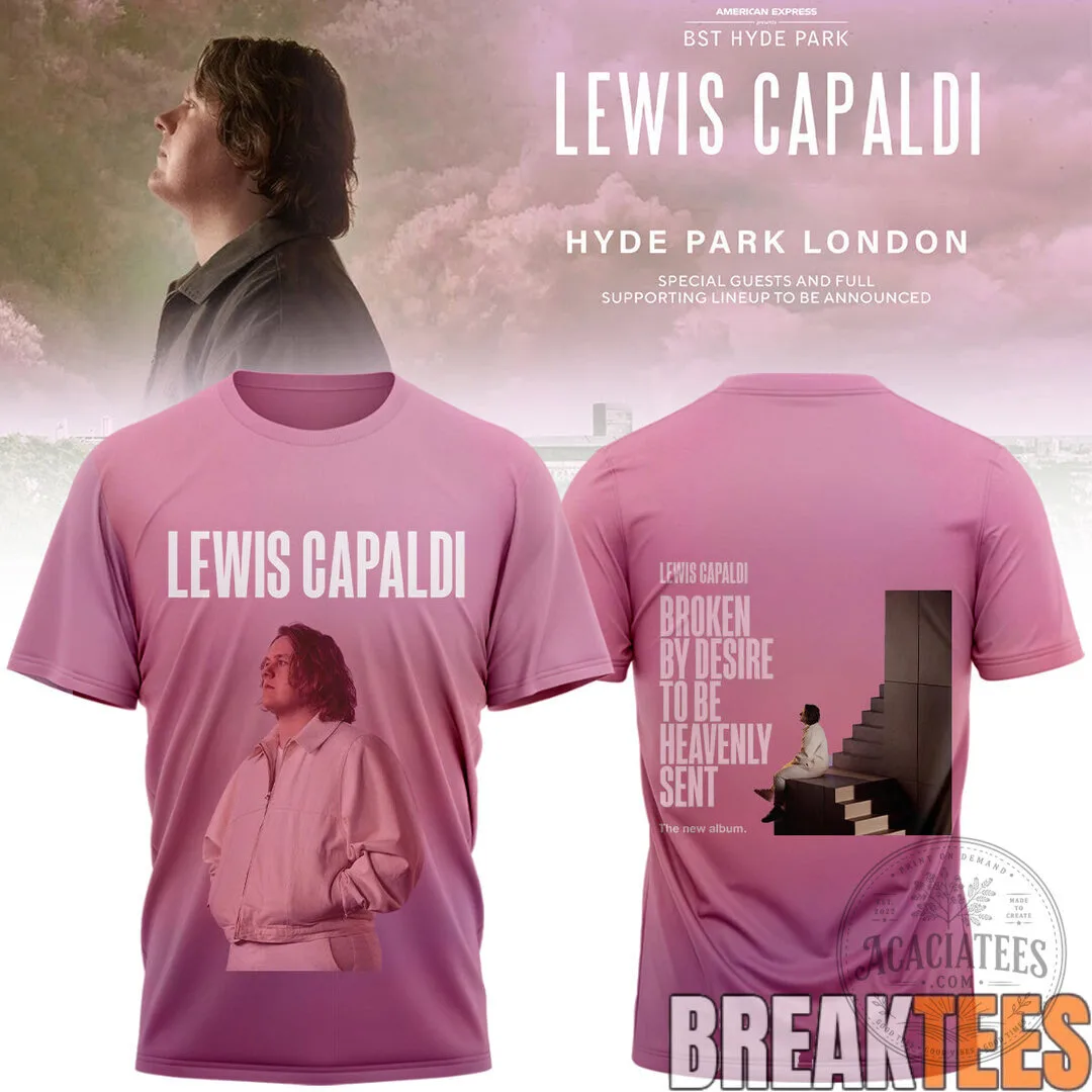 Pink T-Shirt Featuring Lewis Capaldi's Album "Broken By Desire To Be Heavenly Sent