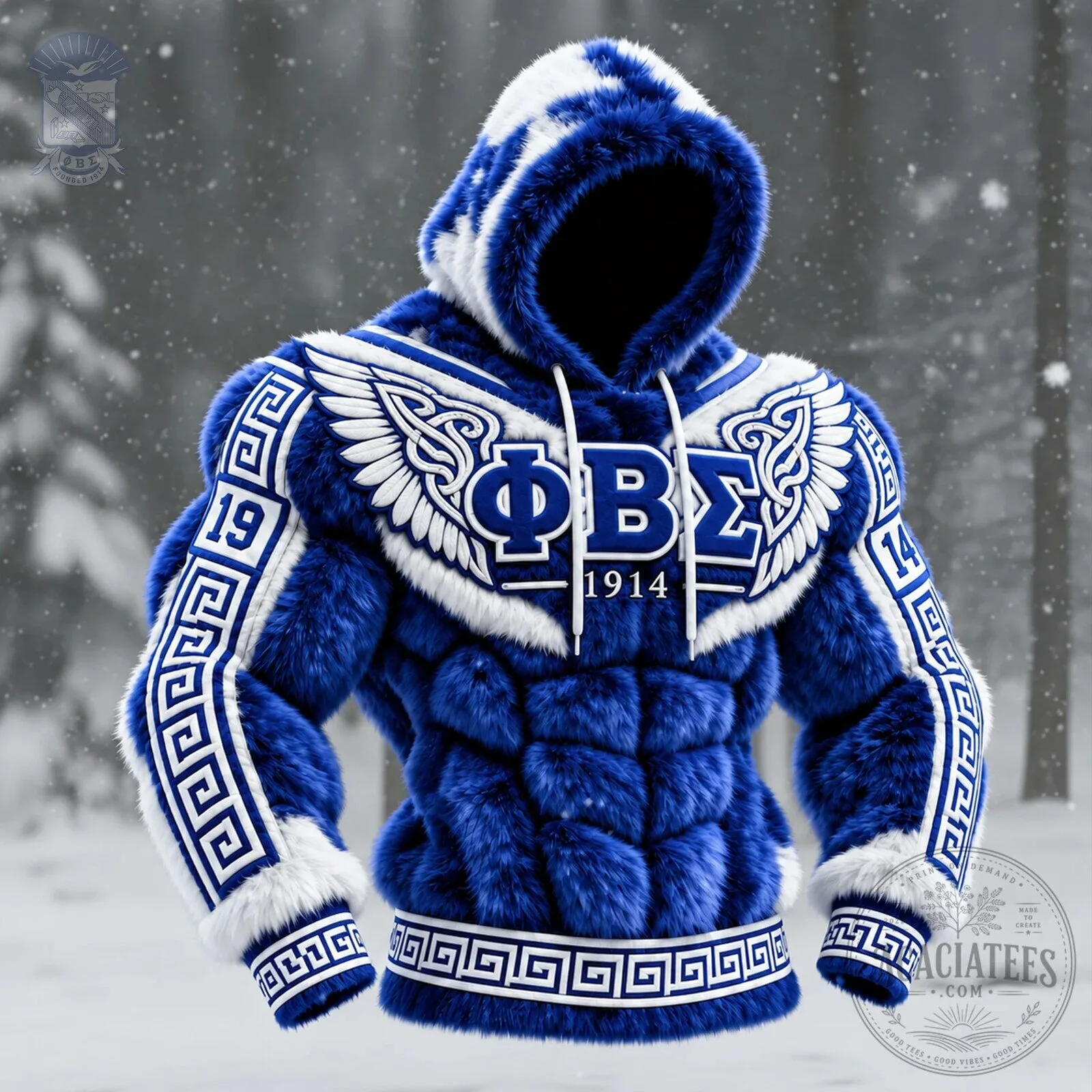 Phi Beta Sigma Fraternity Royal Blue Faux Fur Hoodie
