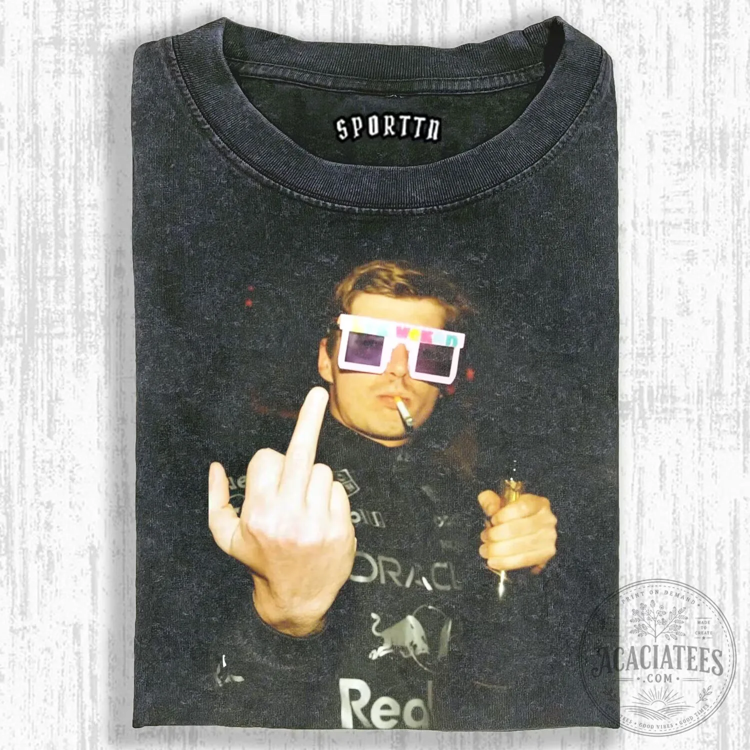 Max Verstappen Funny Middle Finger Smoking Cigarette T-Shirt